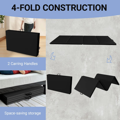 Versatile 4'X8'X2" High-Density Gym Mats - Extra Thick, Anti-Tear, Easy-Clean, Foldable for Aerobics, Yoga, Martial Arts, with Durable Vinyl and Velcro, Black