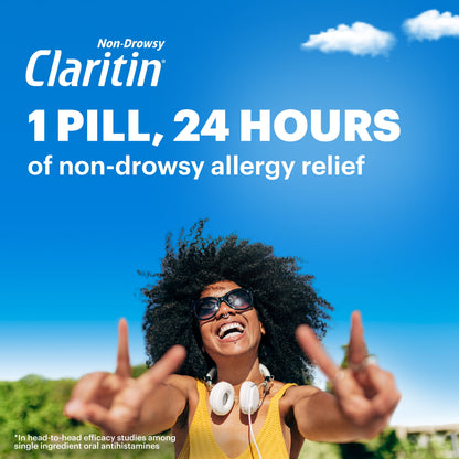 24 Hour Non-Drowsy Allergy Medicine, Loratadine Antihistamine Tablets, 5 Ct