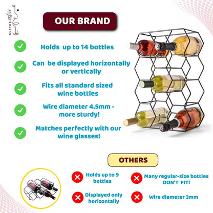 3-Tier 14-Bottle Black Wine Rack