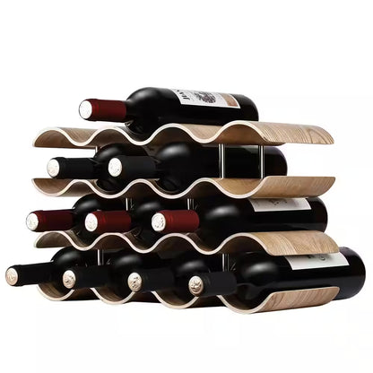 14-Bottle Natural Countertop Wine Rack, 4-Tier Wooden Wine Storage Rack, Freestanding Wine Bottle Holder Stand