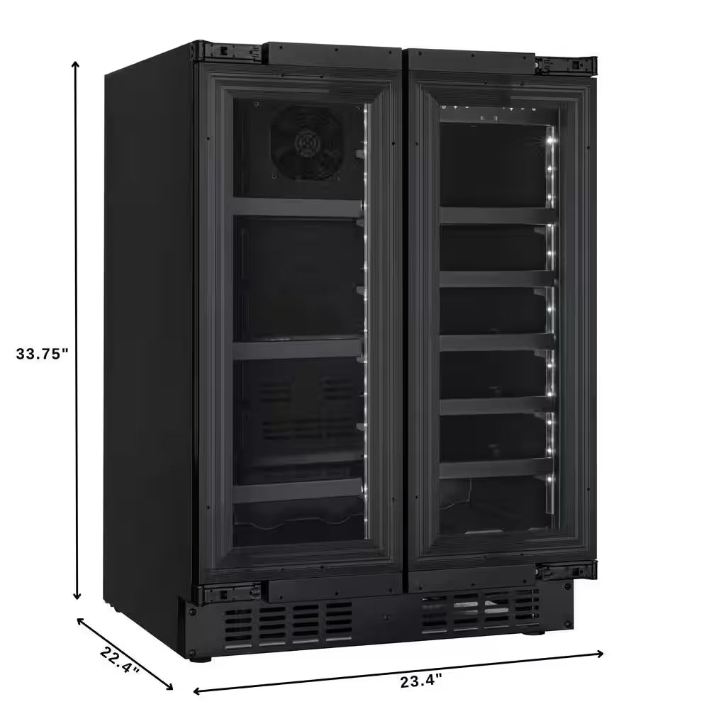 Reserve 24 In. Dual Zone 20-Wine Bottles and 51-Cans Beverage and Wine Cooler in Black
