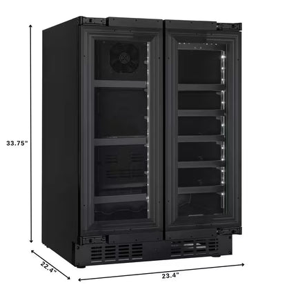 Reserve 24 In. Dual Zone 20-Wine Bottles and 51-Cans Beverage and Wine Cooler in Black