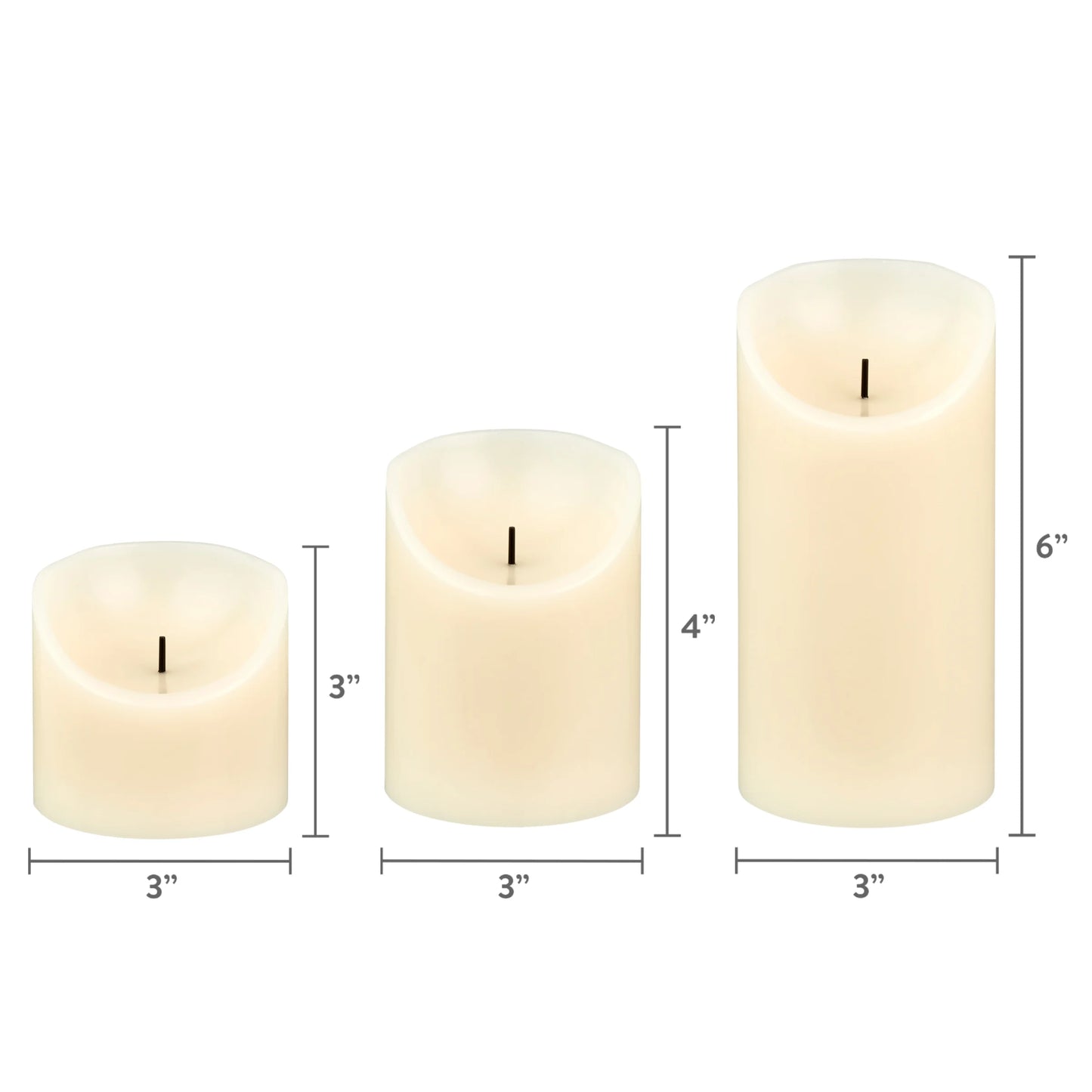 Unscented Flameless LED Pillar Candle, Ivory, Various Sizes, 3 Count