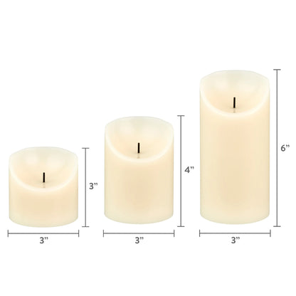 Unscented Flameless LED Pillar Candle, Ivory, Various Sizes, 3 Count
