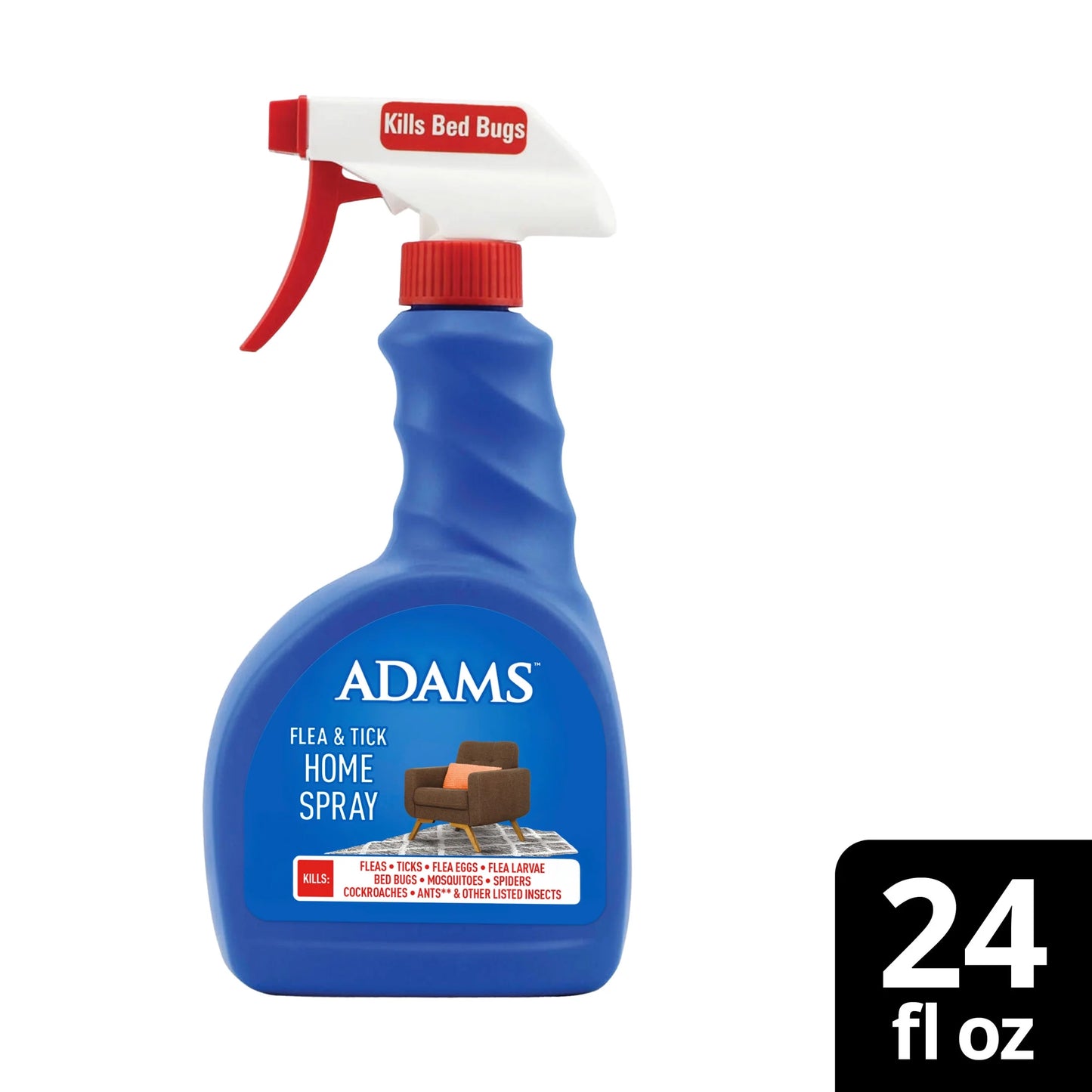 (4 Pack)  Flea & Tick Home Spray, Kills Fleas, Flea Eggs, Flea Larvae, Bed Bugs, Ticks, Ants (Except Carpenter, Harvester, Pharaoh and Fire Ants), Cockroaches, Spiders, & Mosquitoes in the Home, 24 Fl Oz