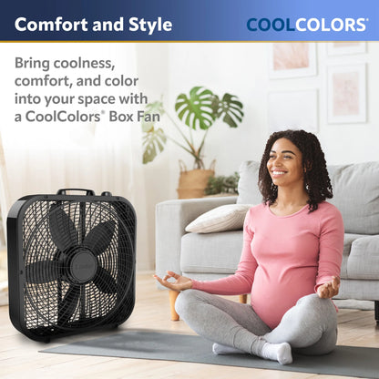 (3 Pack)  Cool Colors 20" 3-Speed Weather Resistant Box Fan, Black B20301, New