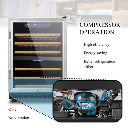 24 Inch Width 44 Bottle Built-In Compressor Dual Zone Wine Cooler