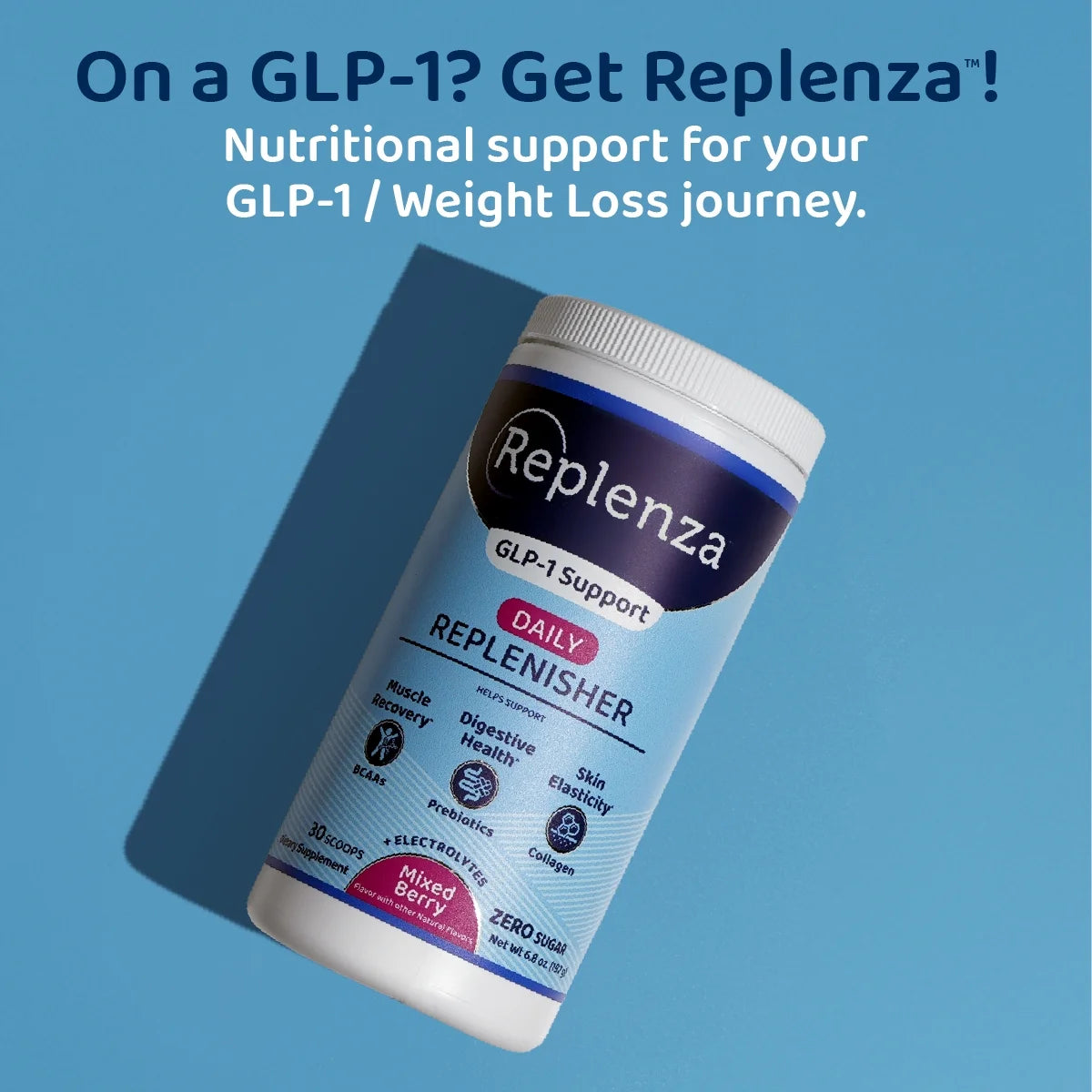 (2 Pack)  GLP-1 Support, Daily Replenisher, Supports Muscle Recovery, Digestive Health, Mixed Berry, 15 Servings