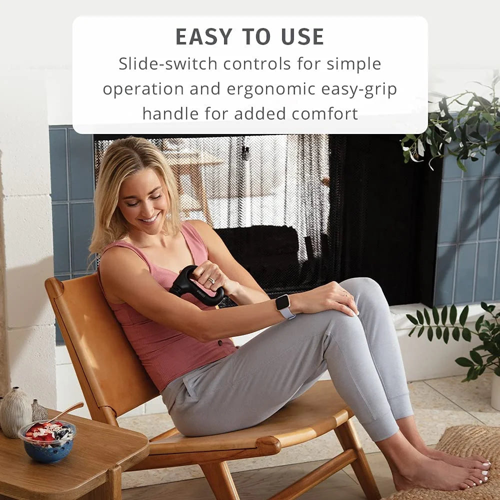 Portable Full Body Vibration Massager with Ergonomic Easy-Grip Handle and 3 Interchangeable Attachments