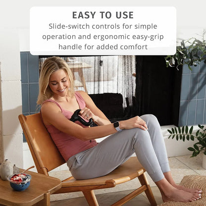 Portable Full Body Vibration Massager with Ergonomic Easy-Grip Handle and 3 Interchangeable Attachments