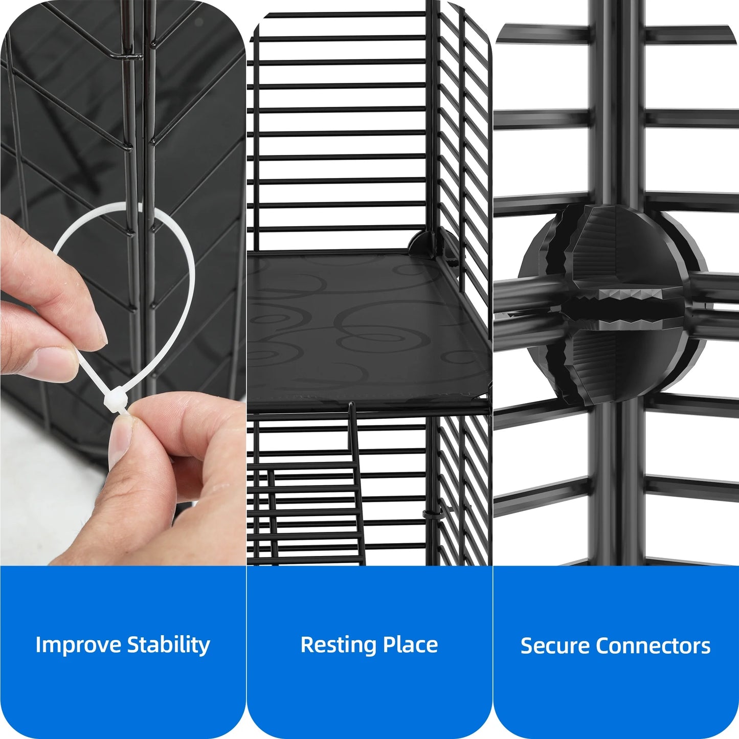 2 Tier Indoor Cat Cage,28" Cat Enclosure DIY Cat Playpen for 1-2 Cats,28"L X 14"W X 28"H,Black