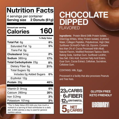 Protein Donuts - Chocolate Dipped 4 Pack | Protein Snack | Gluten-Free | Keto Friendly