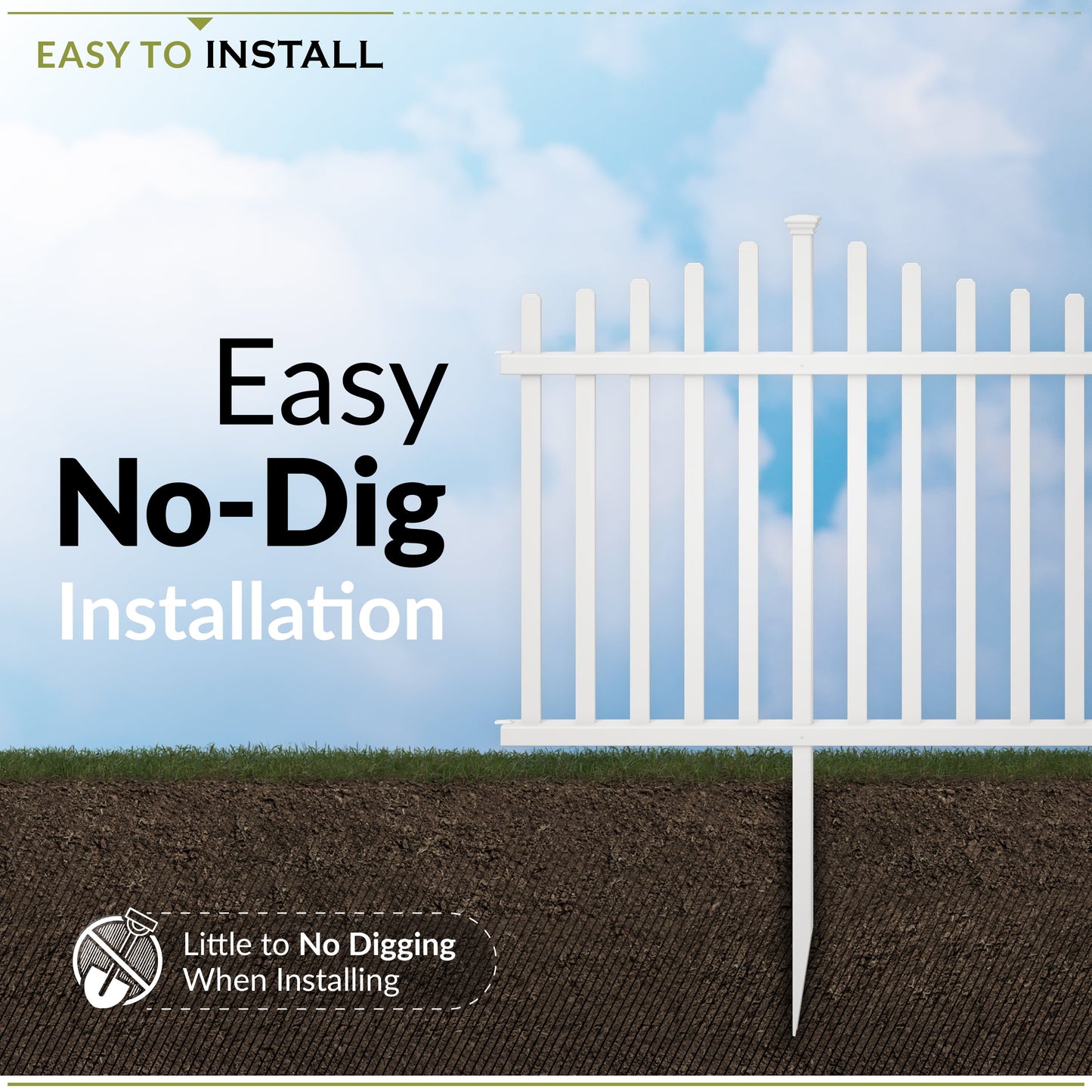 42In H X 92In W (2 Panels) No Dig Zippity Manchester Fence Kit, White Vinyl Picket Fence Panels, Perfect Durable Temporary Outdoor Fence for Backyard, Patio, or Garden, ZP19018