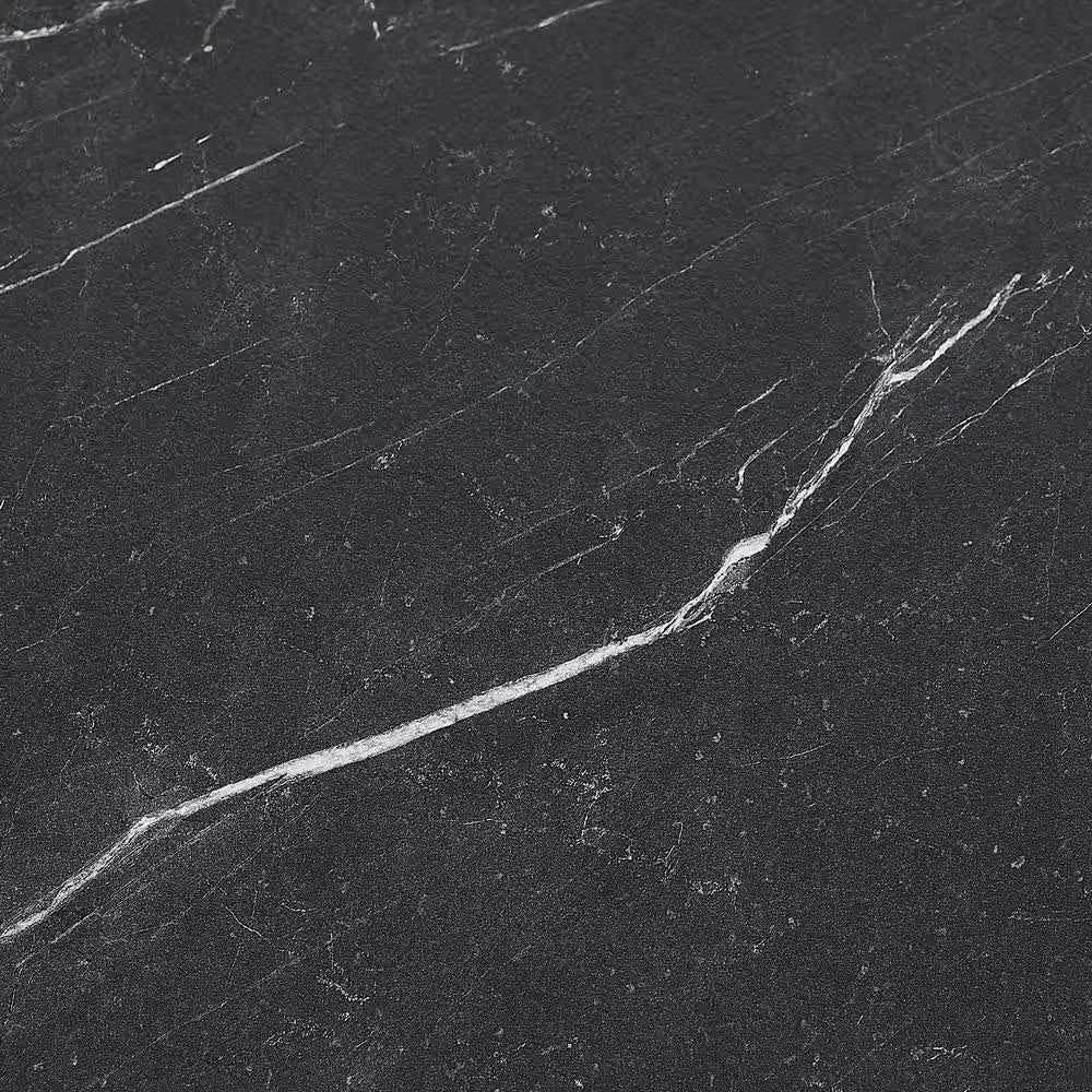 47 In. Navy Blue Wood Buffet Bar Cabinet with Barn Door with Marbling Pattern Countertop