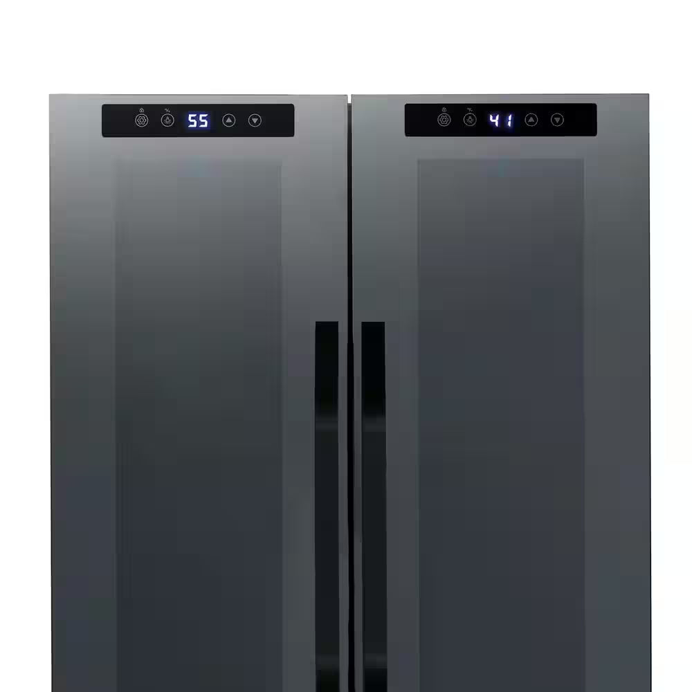 Shadow 20 In. Dual Zone Wine Cooler Refrigerator 12 Bottles & 39 Cans, Mirrored Wine and Beverage Fridge