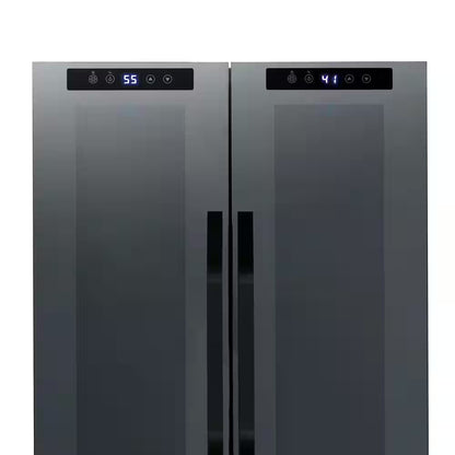 Shadow 20 In. Dual Zone Wine Cooler Refrigerator 12 Bottles & 39 Cans, Mirrored Wine and Beverage Fridge