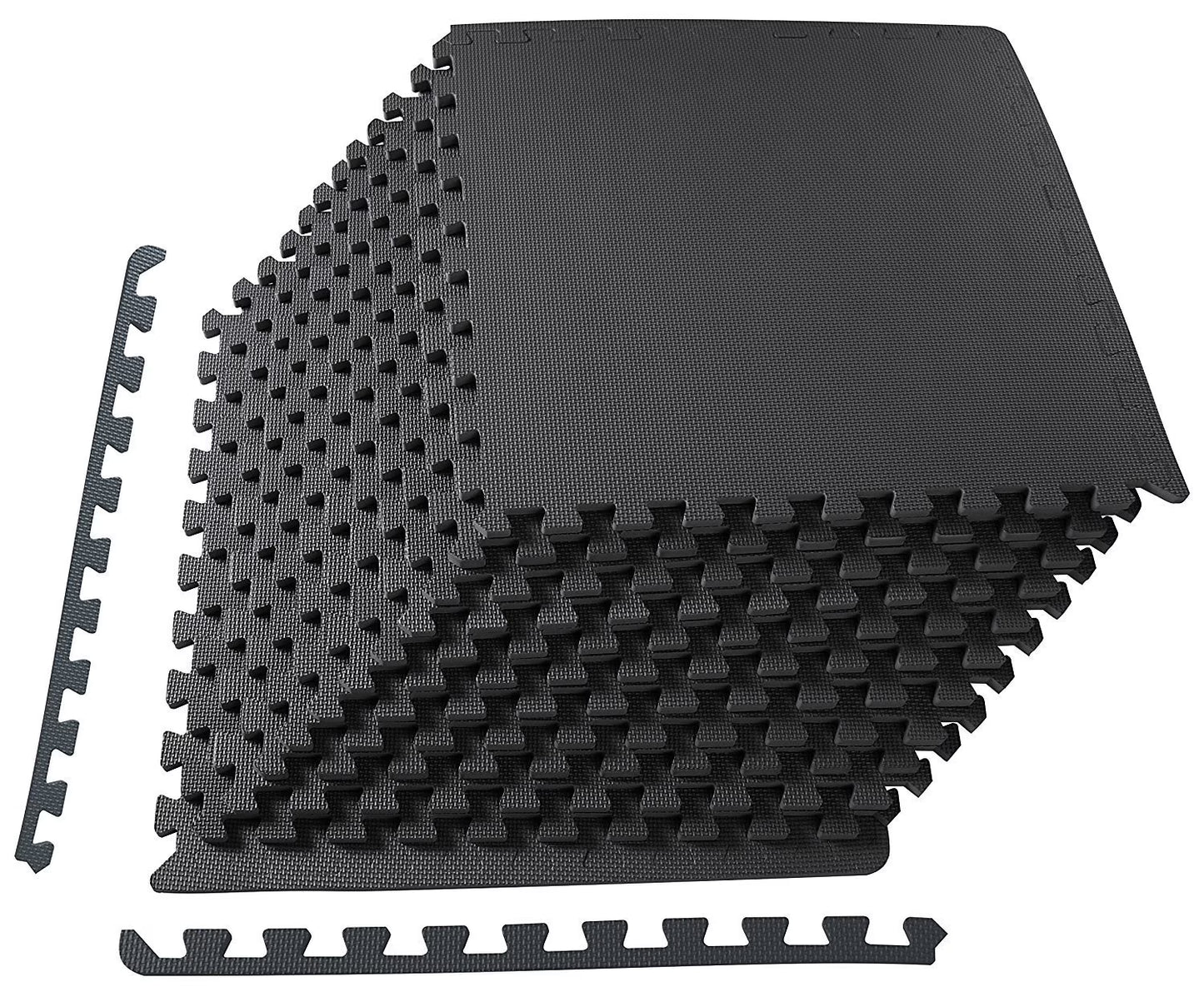 1/2 In. Thick Flooring Puzzle Exercise Mat with High Quality EVA Foam Interlocking Tiles, 6 Piece, 24 Sq Ft. Black