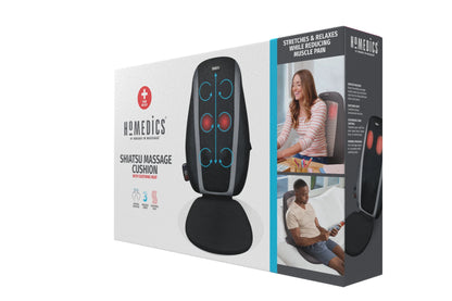 Shiatsu Massage Cushion with Soothing Heat, Deep-Kneading Massage, 3 Massage Zones, Soothing Heat, Relax Overworked Muscles, Release Tension, Reduce Back Pain