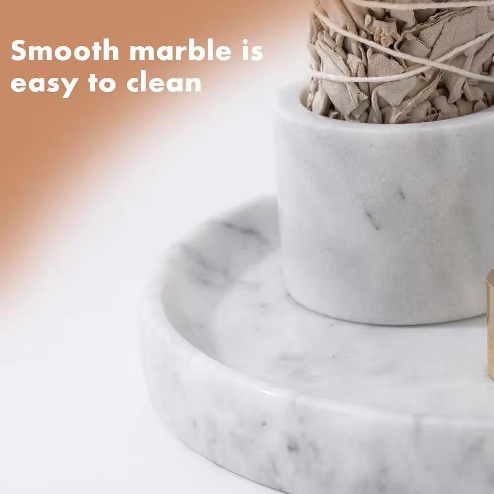 White Marble Incense Holder with 9-Holes for Meditation and Relaxation