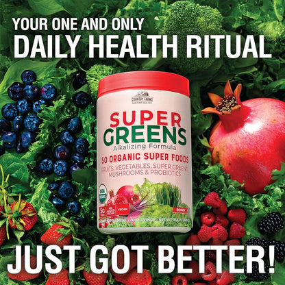 Super Greens Drink Mix, Berry Flavor, 10.6 Oz 20 Servings