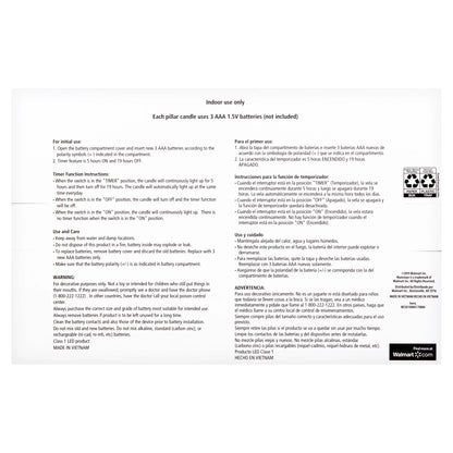 Unscented Flameless LED Pillar Candle, Ivory, Various Sizes, 3 Count