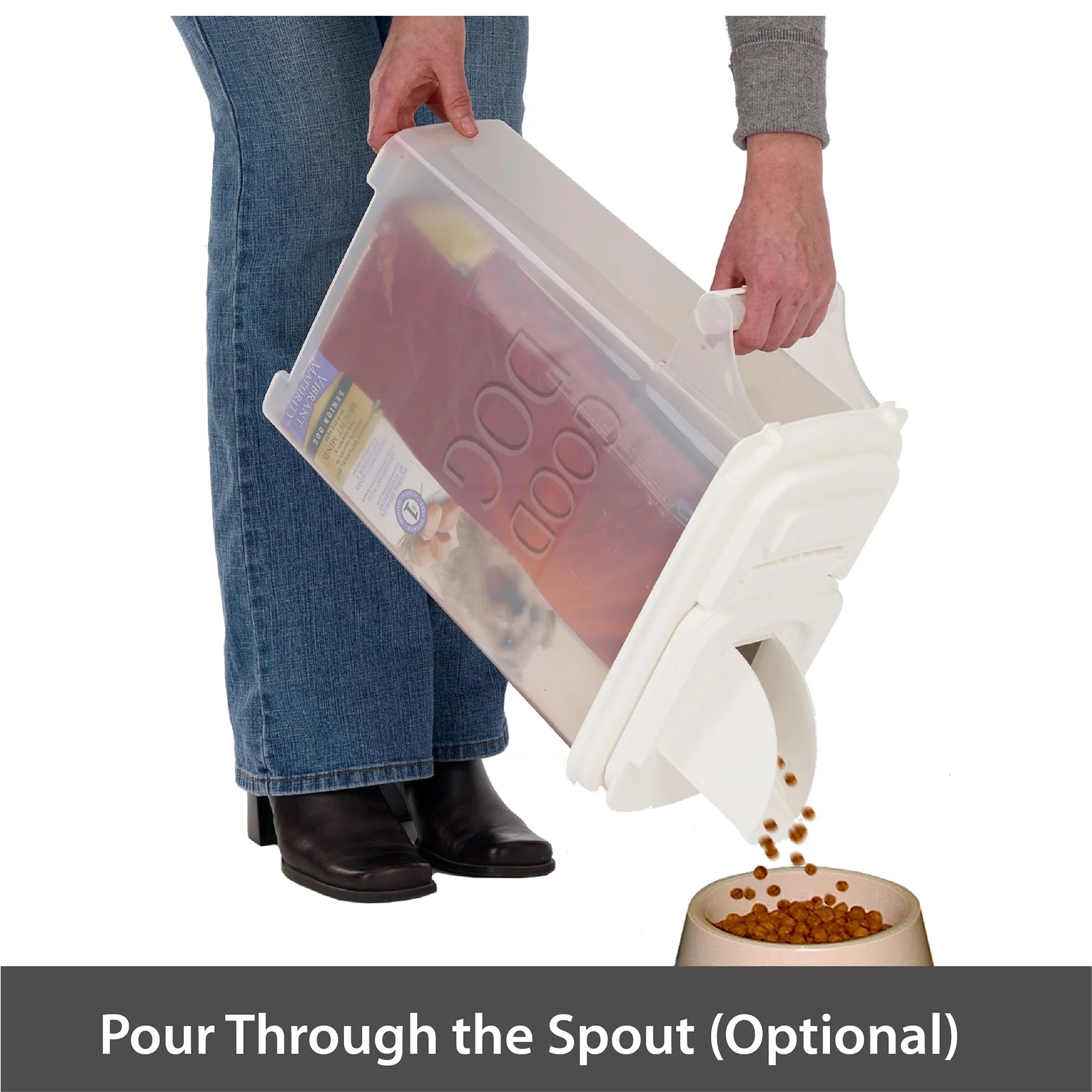 "Bag-In" All Pets Food Dispenser with Pouring Spout and Handle - 16QT