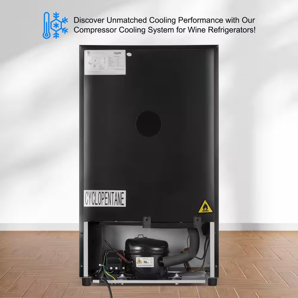 13.6 In. Black Freestanding Beverage Center 18-Bottle Wine Cooler with Adjustable Stainless Steel Wire Shelves