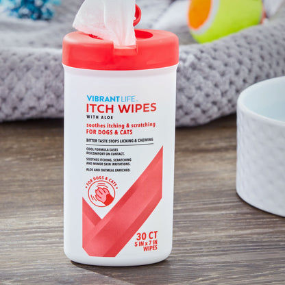 (4 Pack)  Itch Wipes with Aloe for Cats & Dogs, 30Ct