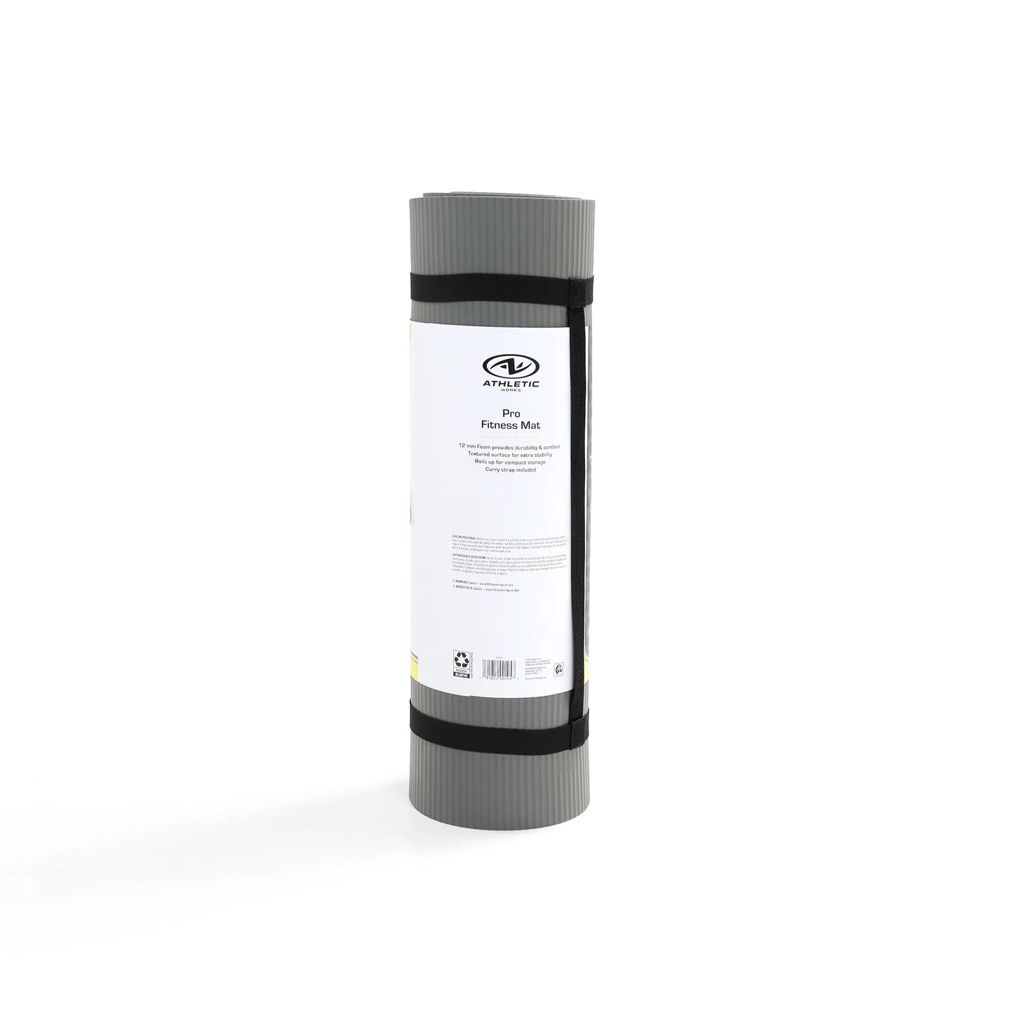 (3 Pack)  12Mm Fitness Mat, NBR Foam Gray Color, with Carry Strap, Size: 72Inx23.5Inx12Mm