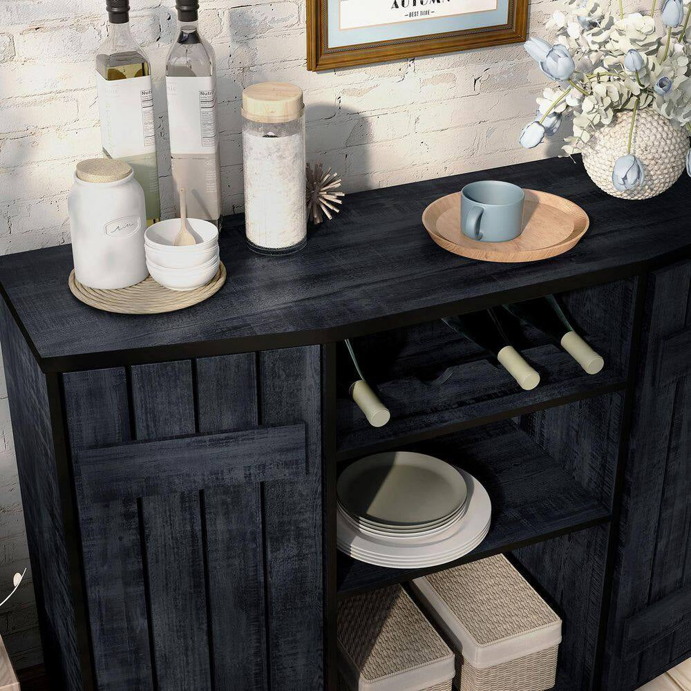 Shedd Rustic Navy Blue Buffet with 2-Shelves