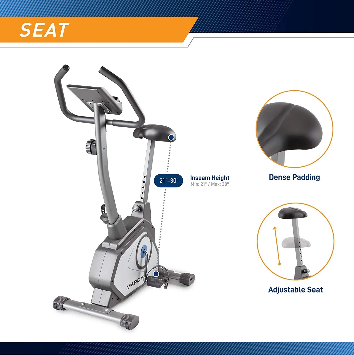Upright Exercise Bike with Adjustable Seat and 8 Magnetic Resistance Levels NS-40504U