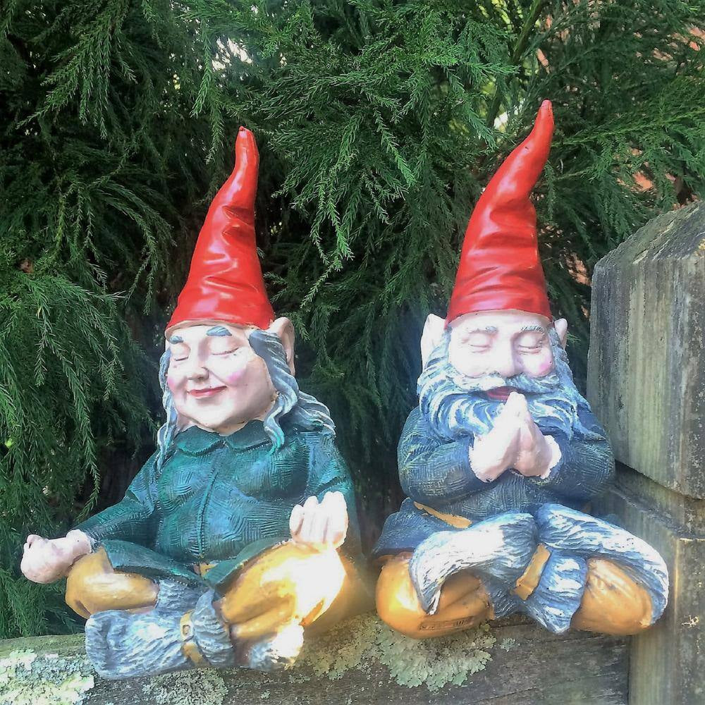 11 In. ZEN Mordecai and ZEN Zelda the Meditating Yoga Gnomes Statues (2 Pieces per Set)