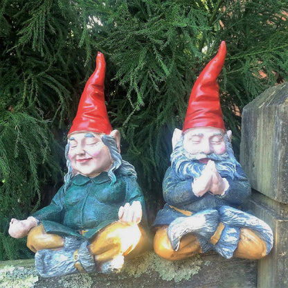 11 In. ZEN Mordecai and ZEN Zelda the Meditating Yoga Gnomes Statues (2 Pieces per Set)