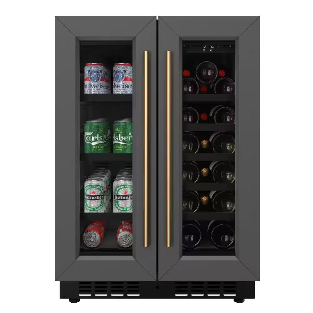 Reserve 24 In. Dual Zone 20-Wine Bottles and 51-Cans Beverage and Wine Cooler in Black