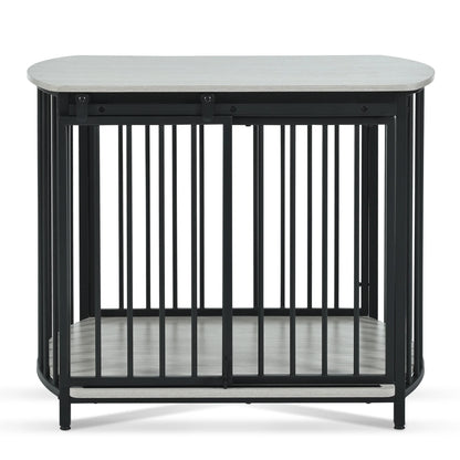 31.5" Large Dog Crate Furniture for Small Medium Dog, Wooden Cage Indoor Kennel Furniture, Gray