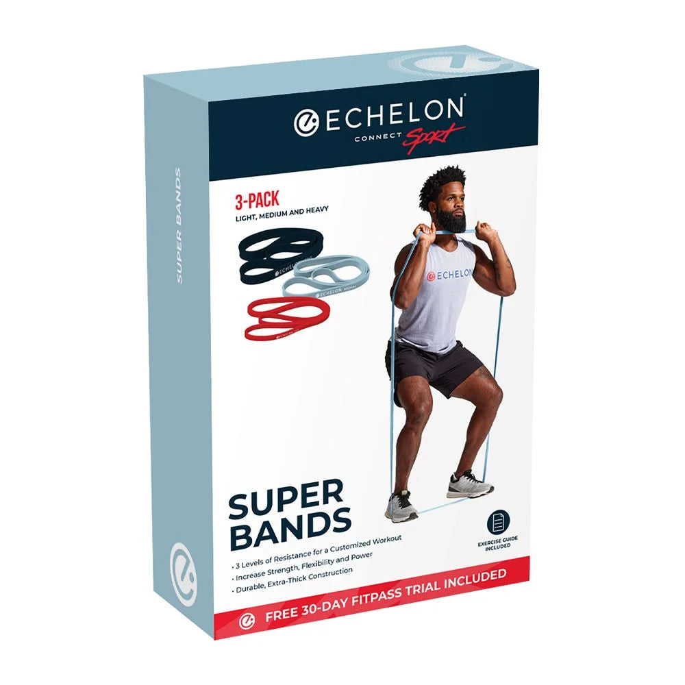 Super Band 3 Pack, Exercise Bands with 30 Day Free Fitpass Membership