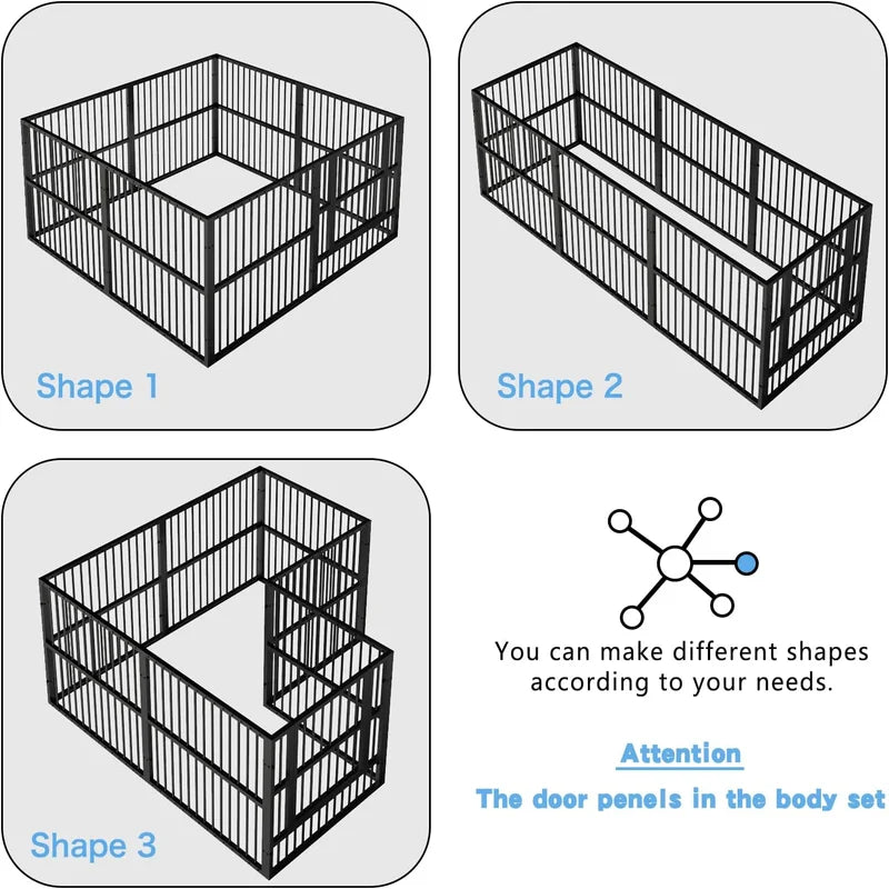 31.5" Height Pet Playpen 2 Panel Add-On, Dog Playpen, Puppy Dogs Heavy-Duty Extendable Pen,Easy Assemble, Black