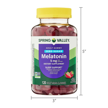 Zero Sugar Melatonin Sleep Support Dietary Supplement Gummies, 5 Mg, 120 Count