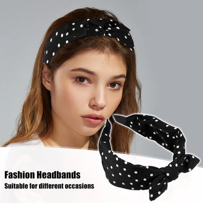 1 Pcs Hairband for Women Bowknot Headband with Bunny Ears Black 2.17 Inch Wide