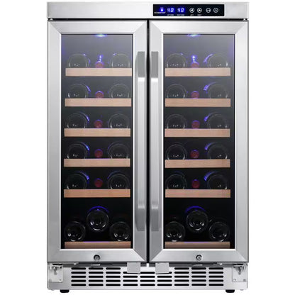 36 Bottle 24 In. Built-In French Door Dual Zone Wine Cooler