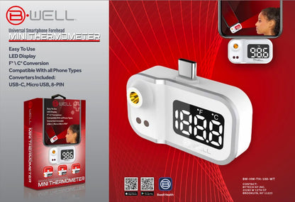 Smartphone Mini Forehead Thermometer – Infrared, Works with All Phones, All Ages