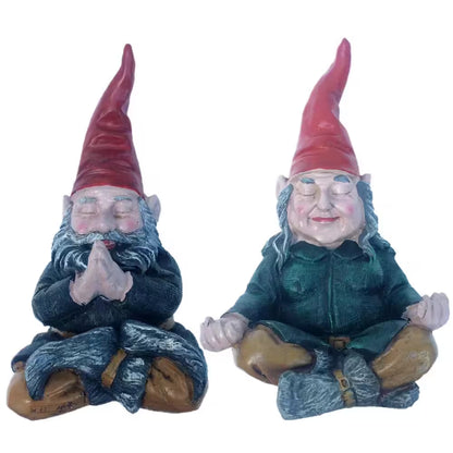 11 In. ZEN Mordecai and ZEN Zelda the Meditating Yoga Gnomes Statues (2 Pieces per Set)