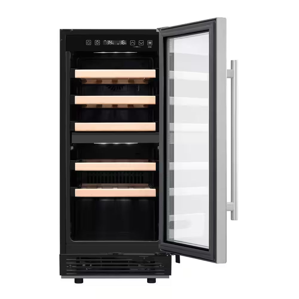 15 In. W 27-Bottle Dual Zone Wine Cooler in Stainless Steel
