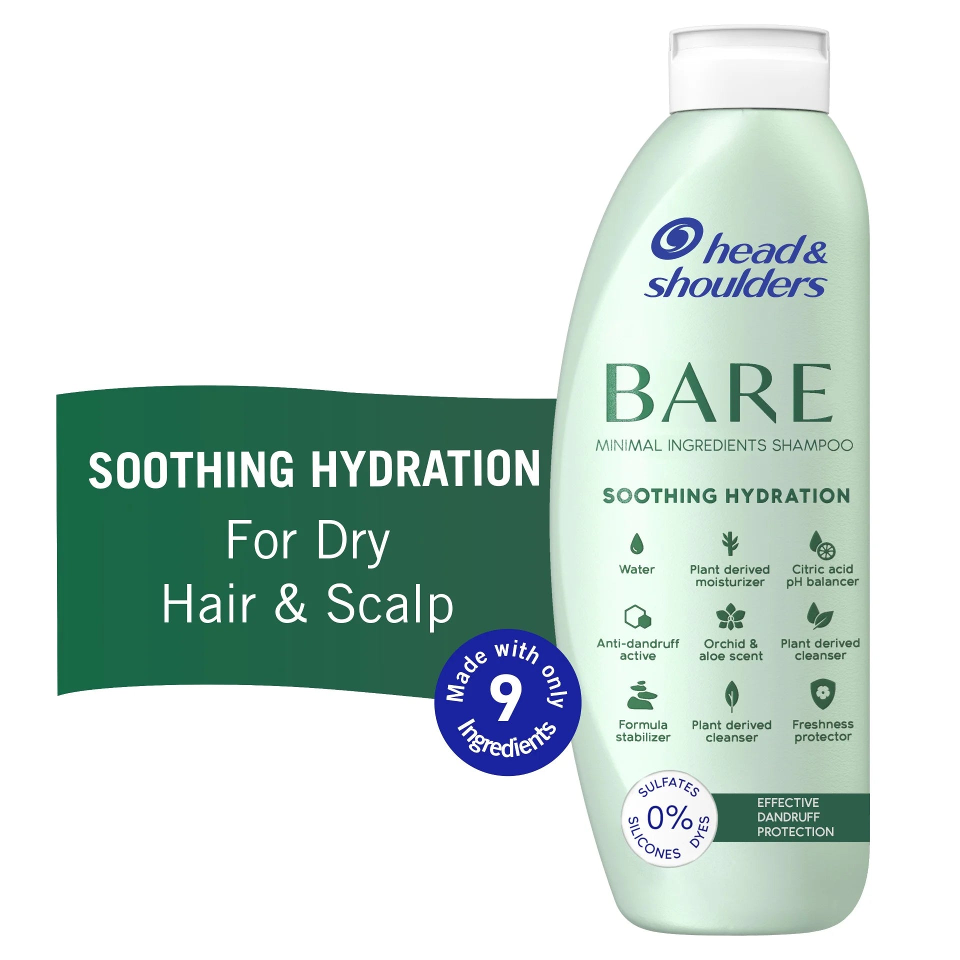 (2 Pack) Head and Shoulders BARE Soothing Hydration Dandruff Shampoo, 13.5 Oz