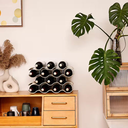 14-Bottle Natural Countertop Wine Rack, 4-Tier Wooden Wine Storage Rack, Freestanding Wine Bottle Holder Stand