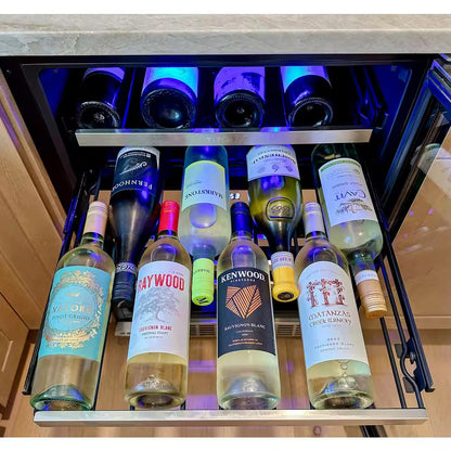 Transcend 24 In. 46-Bottle Seamless Stainless Steel Single Door Dual Zone Built-In Wine Cooler