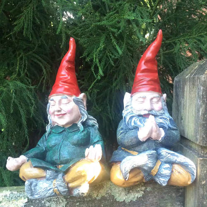11 In. ZEN Mordecai and ZEN Zelda the Meditating Yoga Gnomes Statues (2 Pieces per Set)