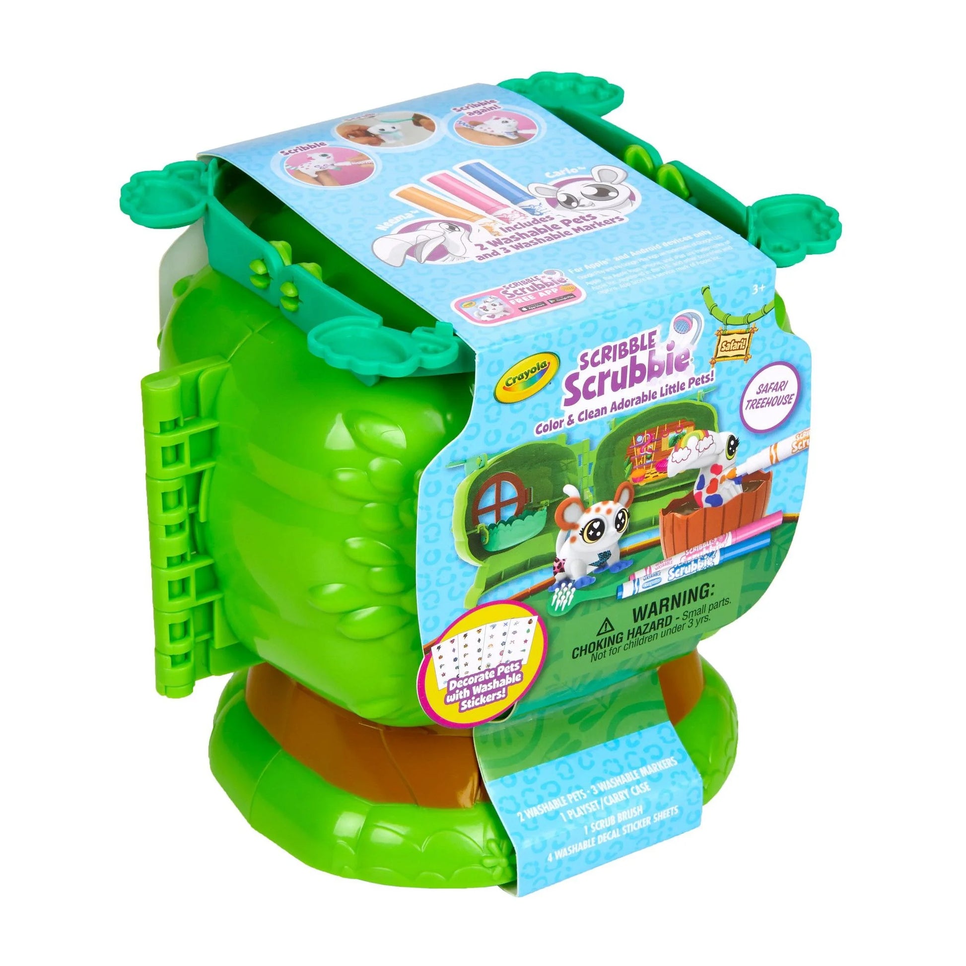 Scribble Scrubbie Pets Safari Treehouse Toy Set, Coloring Gift for Kids, Jungle Arts & Crafts