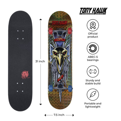 31” Metallic Gold Hawk Dagger Popsicle Skateboard, 50Mm X 30Mm Wheels, Kids Ages 5+