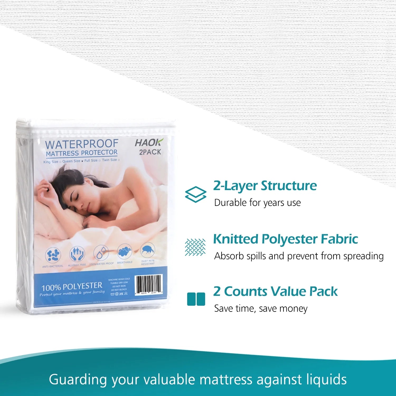 Waterproof Fitted Microfiber Mattress Protector, Twin, 2 Pack
